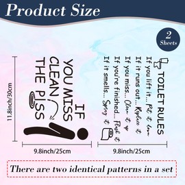 PLIGREAT 2 Pcs Funny Toilet Sticker, If You Miss Clean The Piss Toilet Seat Lid Stickers Removable Self-Adhesive Wall Decals for Bathroom Bathtubs Cover Decor WC Restroom Waterproof Mural Decals
