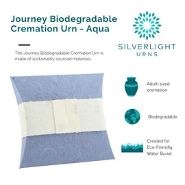 Journey Biodegradable Cremation Urn - Aqua, Eco-Friendly for Ground or Sea Burial, Adult Size