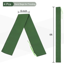 YOKIVE 4 Pcs Sand Bags for Flooding, Flooding Control Long Canvas Thickening Sand Bags with Elastic Band for Doors (Green, 6-Feet)