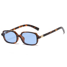 MEGAVOW Vintage Rectangular Sunglasses Women Men Retro Trendy Sunglasses 70s 80s 90s Classic Small Square Glasses UV400 Protection, Braun Hawksbill Frame/Blue Lens, Unit size