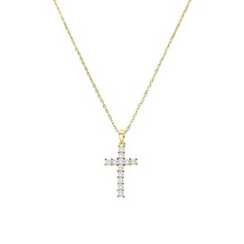 Symretie Cross Chain, Gold Necklace with Cross Pendant, Y Chain Fashion Jewellery, Stainless Steel
