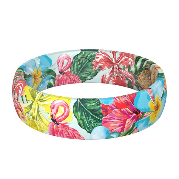 ThunderFit Silicone Wedding Bands for Women, Breathable Printed Design 5.5mm