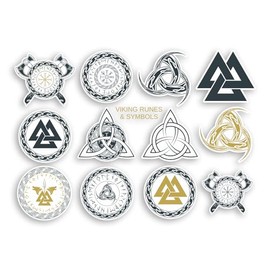 1 x A4 Viking Symbols Vinyl Stickers - Magic Runes Pagan Norse Hammer Spiritual Thor Sticker #70830