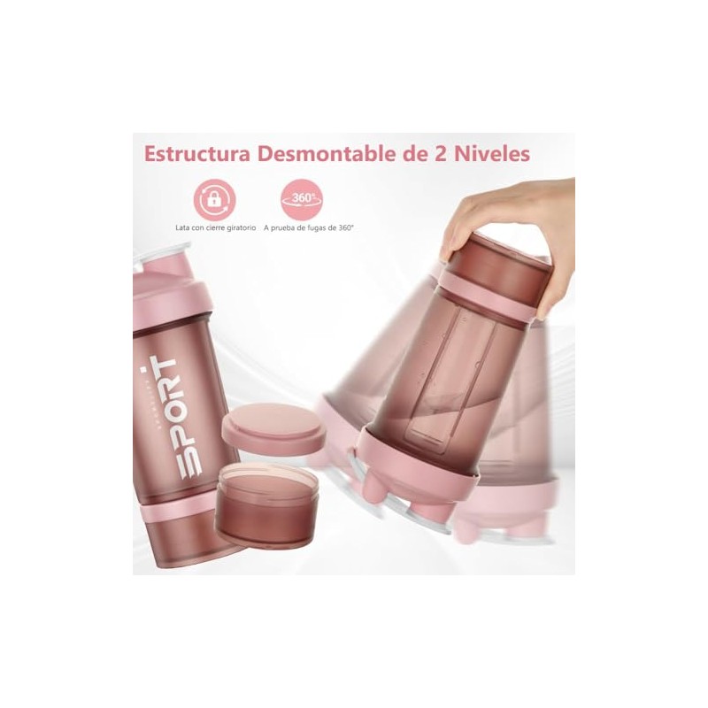 (2 piezas) 650ML Shaker Proteina, Vaso para Proteinavaso ，Blender Bottles