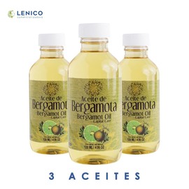 3 Aceites de bergamota 120 ml marca Lenico Estimula Crecimiento Cabello Barba y Bigote Hidratante
