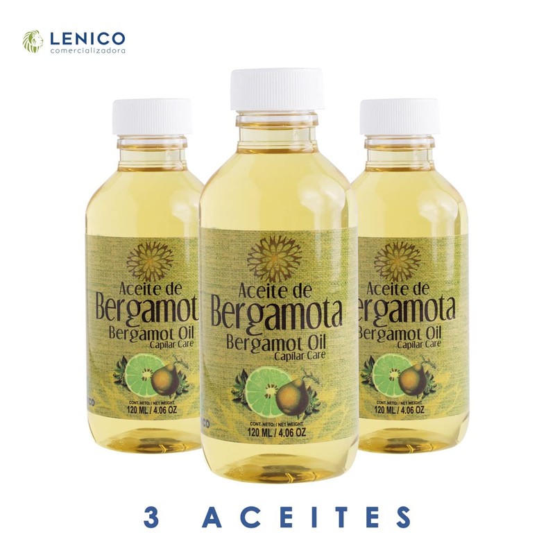 3 Aceites de bergamota 120 ml marca Lenico Estimula Crecimiento