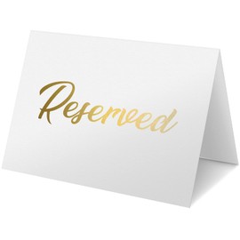 10 Pack Gold Reserved Table Signs for Wedding Party Restaurant - Reserved Signs for Wedding - Double Sided Reserved Table Signs - Gold Reserved Signs for Tables - Gold Table Tent Reservation Cards