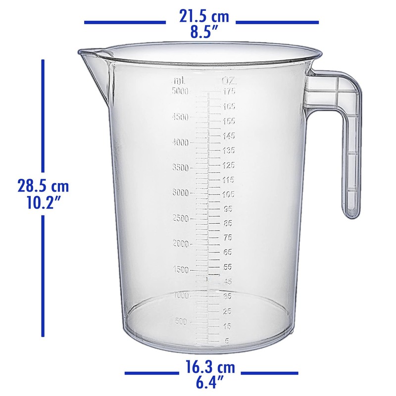 5 Liter Measuring Pitcher | 1.3 Gallon Shatterproof Plastic Large