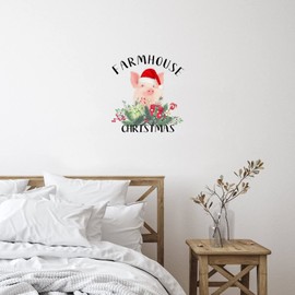 Farmhouse Christmas Pig Piglet with Santa Hat Notebook Wall Decoration Wall Decals Cute Piggy Red Self-Adhesive Wall Decal for Refrigerator Nursery Party Trucks Vinyl 18in