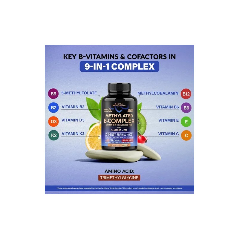 Nutra Harmony Complejo De Vitamina B Metilado 120 Capsulas