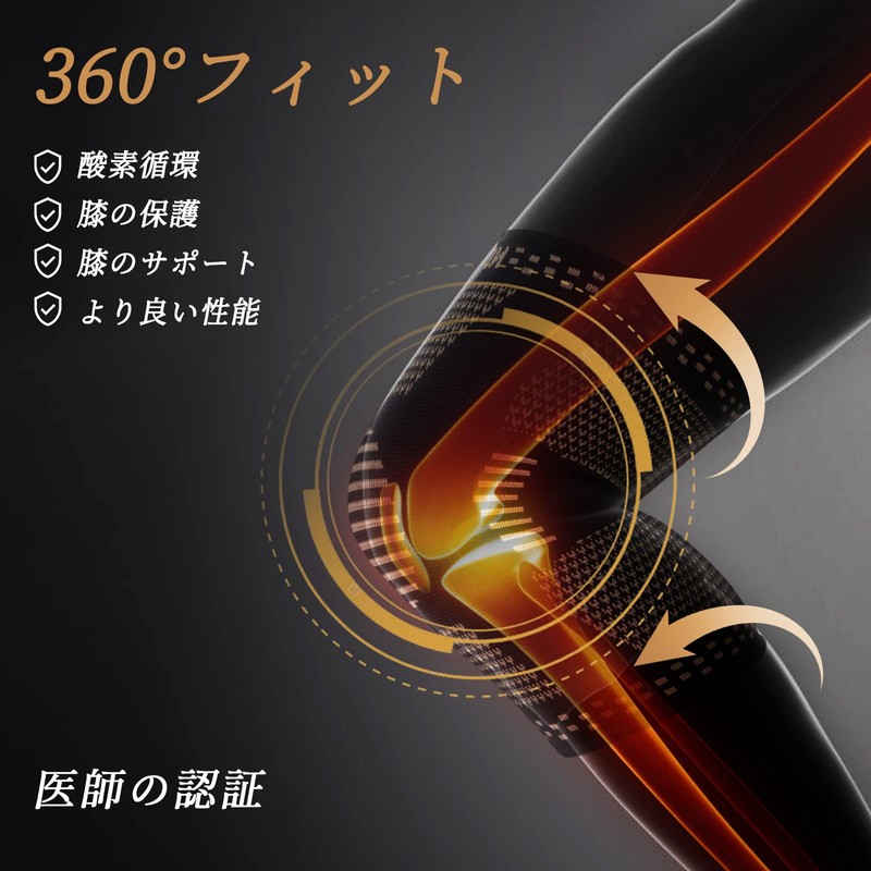 NEENCA 膝サポーター 2枚セット 銅繊維 スポーツ用 ひざ保護 膝安定 通気性 バドミントン/バスケ/バレーボール/ゴルフ/テニス/サッカー/ランニング スポーツ全般