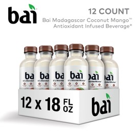 Bai Antioxidant Infused Water Beverage, Madagascar Coconut Mango, with Vitamin C and No Artificial Sweeteners, 18 Fluid Ounce Bottle, 12 Pack
