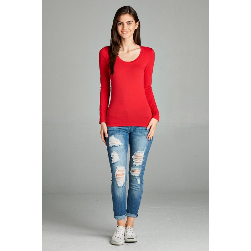 Emmalise Women's Junior and Plus Size Basic Scoop Neck Tshirt