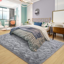 Ultra Soft Grey Rugs for Bedroom 5x8 Feet, Fluffy Shag Area Rugs for Living Room, Large Comfy Furry Rug for Boys Kids Baby Room Decor, Non Slip Nursery Rug Modern Indoor Fuzzy Floor Carpet