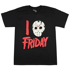 Friday The 13th Men's I Love Fridays Jason Hockey Mask Adult T-Shirt (X-Large) Black