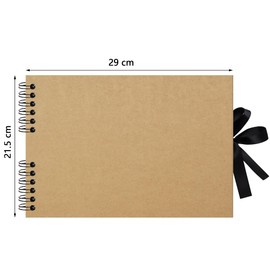 Remowith 29 x 21.5 cm 40 Pages DIY Scrapbook Photo Album Hardcover Kraft Blank Memory Book for Wedding Anniversary Family Baby Khaki