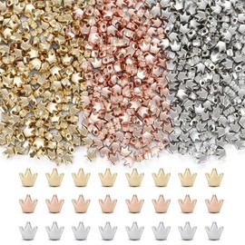 XIANNVXI Crown Spacer Beads 500Pcs Smooth Loose Beads for DIY Bracelet Jewelry Making Craft(Gold, Sliver, Rose Gold)
