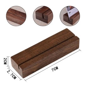 Auch 12 Pieces Wood Place Card Holders Wood Sign Holders Table Number Holder Stands Name Card Holder for Wedding Party Decoration, Walnut Color