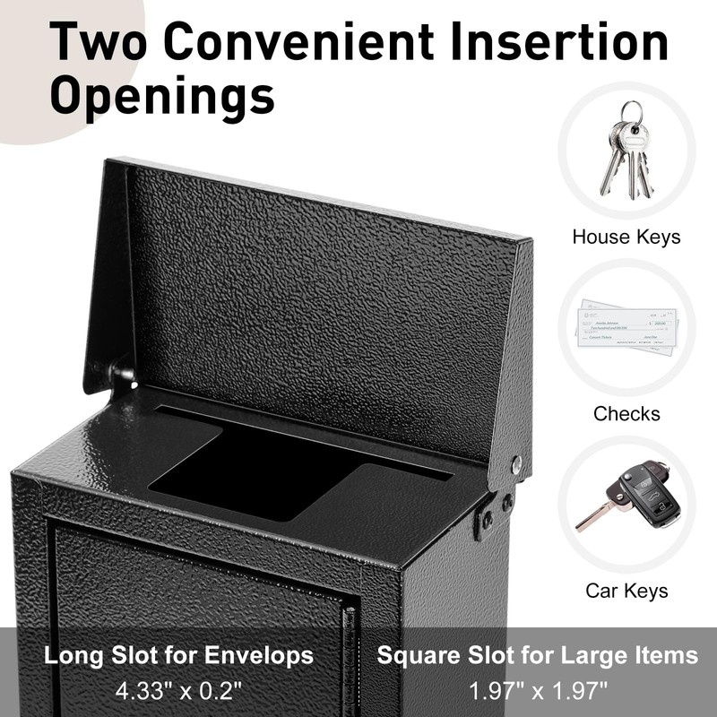 xydled Wall-Mounted Key Drop Box with Combination Lock, Metal Mailbox,