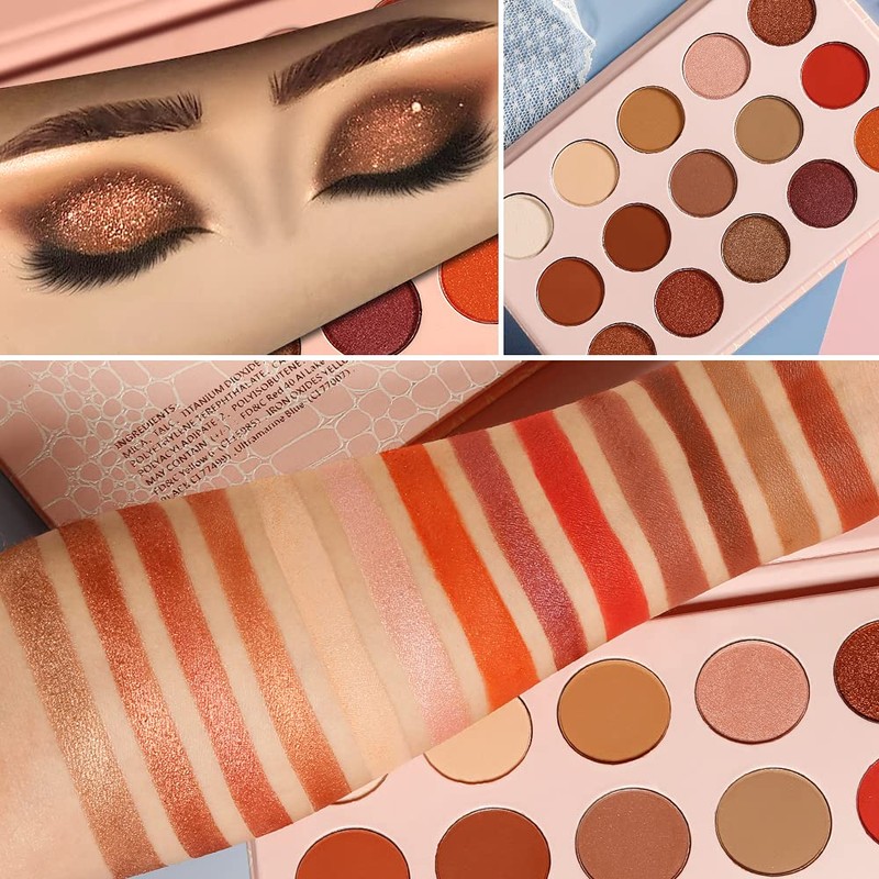 Neutral Nude Eyeshadow Palette Rose Gold Smokey Red Brown Highly
