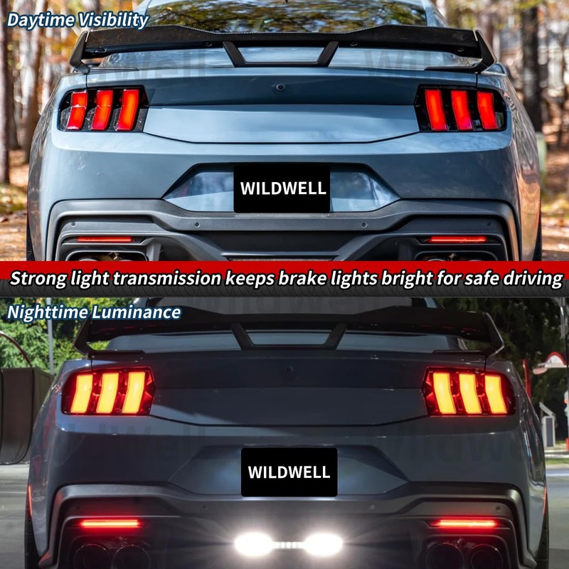 WildWell Tail Light Covers for 2024-2025 Ford Mustang Rear Light