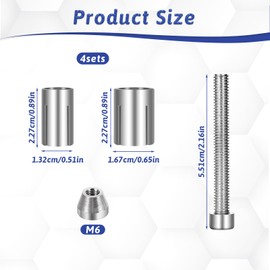 4 Pack Motorcycle Bar Ends Mounting Screw Set Universal 13mm-24mm Handlebar Expansion Screws for 7/8'' Handle Bar Grip End Caps Silder Handle Bars Plug Side Mirror Electric Dirt Bike Scooter Silver