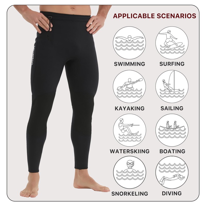 Lemorecn Wetsuits Pants 3mm Neoprene Swimming Canoeing Pants(UK1031-S）