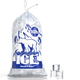 Marcel & Royce Plastic Ice Bags With Drawstring - 10 LB 100 Pack | Clear Cube Bags for Storing Ice | Heavy Duty Bags for Ice Machine | Reusable BPA FREE