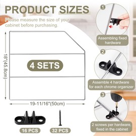 Blulu 4 Pcs Baking Sheet Organizer 18" Tray Dividers for Cabinets Kitchen Cabinet Dividers Vertical for Baking Sheets Chrome Divider Pan Rack Storage Wires for Wall Base Kitchen Cabinets Cupboards