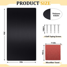 Yaocom Stainless Steel Backsplash Range Hood Stove Backsplash Back Stainless Steel Sheet for Kitchen Wall Splatter Metal Wall Panels with Screws and Hanging Towel(Black,24×36 Inch)