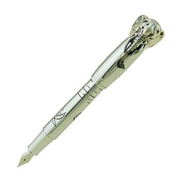 Lanxivia - Pluma estilográfica con cabeza de elefante en la capucha, estilo clásico, para escribir, regalo y colección, Plateado                      