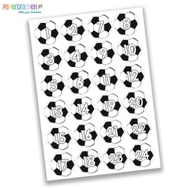 Papierdrachen Advent Calendar for Filling – 24 Gift Bags and 24 Number Stickers and Clips – Footballs Motif – for Packaging and Crafts – Christmas – Mini Set No. 47