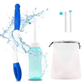 Foldable Toilet Aids Set for Wiping - 2PC Personal Hygiene Kit with Collapsible Butt Wiper & Dual-Nozzle Peri Bottle, for Post-Surgery Recovery, Elderly, Overweight, Mobility Challenges and Travel