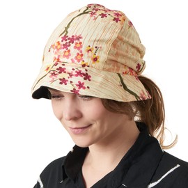 CHARM Womens Foldable Sun Hat - Summer UPF 50 Protection Floppy Bucket Chemo Cap Beige Flower