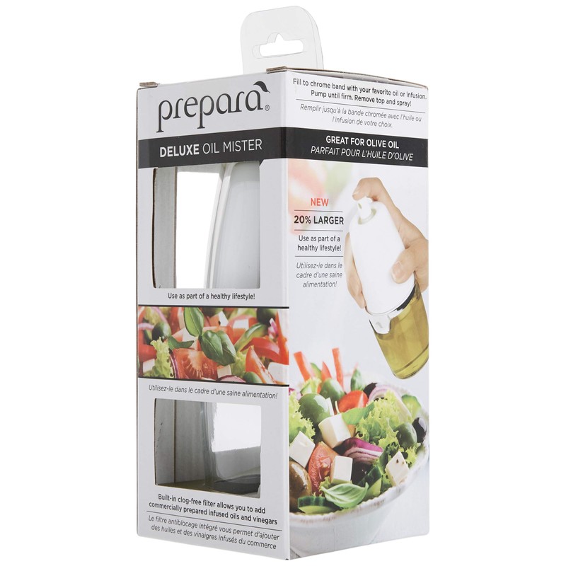 Prepara Deluxe Oil Mister, Chrome Band, White/Chrome