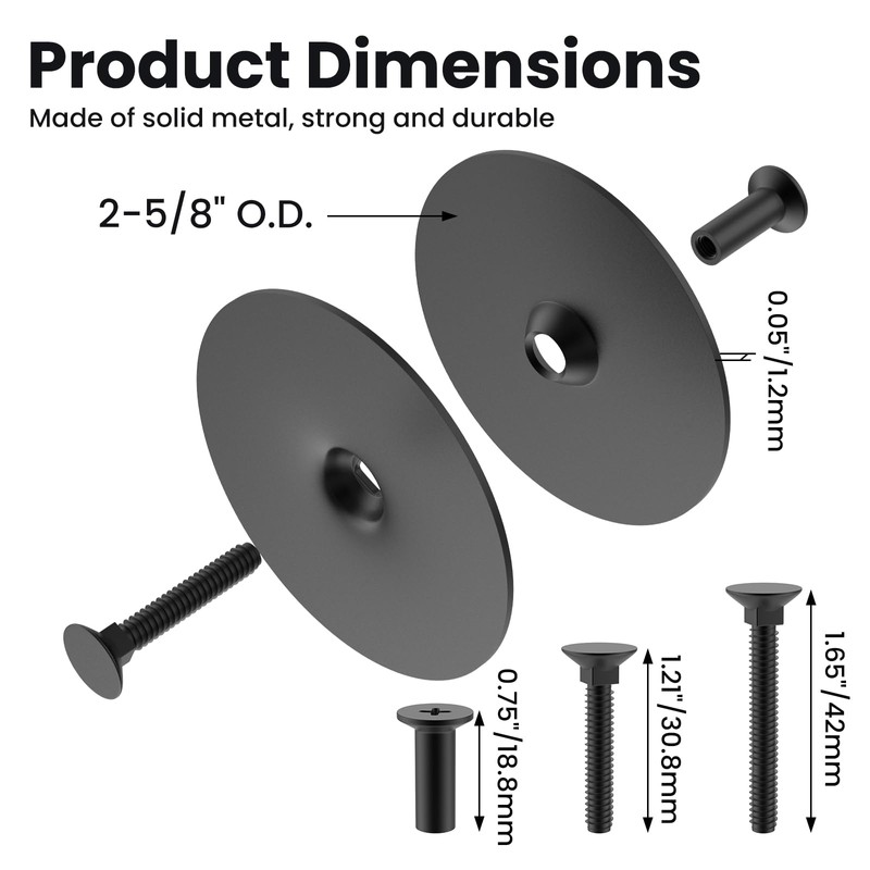 MILYARD 2 Pcs 2-5/8" Diameter Door Hole Cover Plate, Round
