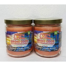 Smoke Odor Exterminator 13oz Jar Candle,Miami Sunrise, Set of 2 Candles.