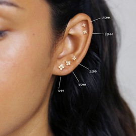 ZHESHY 5 Pairs Silver Gold Stud Earrings Women's 14K Gold Hypoallergenic Earrings Studs with Zirconia Medical Small Stackable Waterproof Earrings Set Multiple Piercings for Women Girls 3 mm - 7 mm