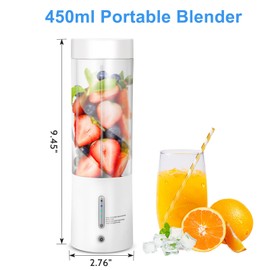 Yagosodee 450ml Portable Blender Personal Size Blender with 6 Blades for Travel Gym Office