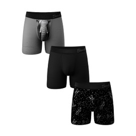 Shinesty Hammock Support Mens Underwear with Pouch | Mens Large Boxer Briefs Flyless | US Large 3 Pack Dark Colors