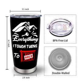 Coolertaste Stainless Steel 20oz Tumbler - Realtor Gifts, Funny Real Estate Agent Gifts for Women Men, Insulated Travel Mug with Lid for Home, Office, Outdoor Use
