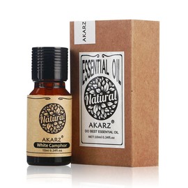 AKARZ White Camphor Essential Oil Natural Organic Pure Premium Therapeutic White Camphor Oil for Skin Body Hair Care,Diffuser, Candle,Soap,Making, DIY,Massage Aroma 0.34 Fl Oz (10ml)