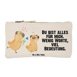 Mr. & Mrs. Panda Make Up Bag Pug in Love, White, Hand Drawn