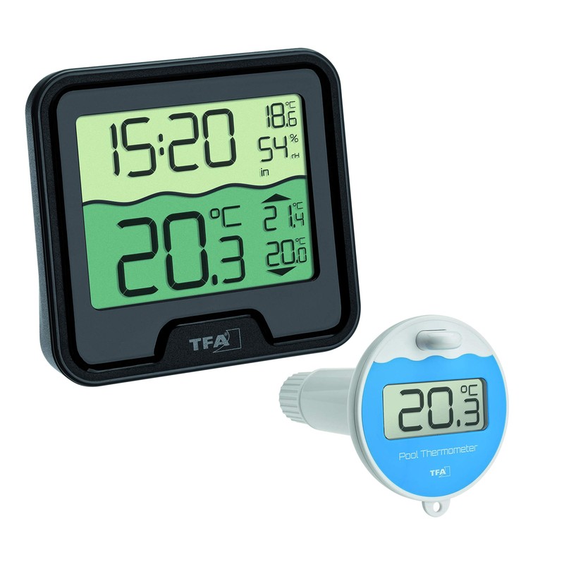 TFA Dostmann 30.3066 Marbella Wireless Swimming Pool Thermometer, Black