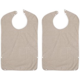 Alipis Baberos Lavables para Adultos de Fibra de Bambú Reutilizables, Protectores de Ropa Impermeables y Prácticos Cuidado Diario de Personas Mayores, Paquete de 2