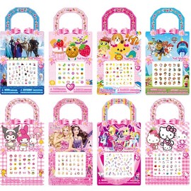 [Overseas] Sanrio Nail Stickers Sanrio Cartoon Children's Kt Cat Melody Mini Nail Stickers Ice Princess Strawberry Free Size/ Set of 6 small flowers 30ea