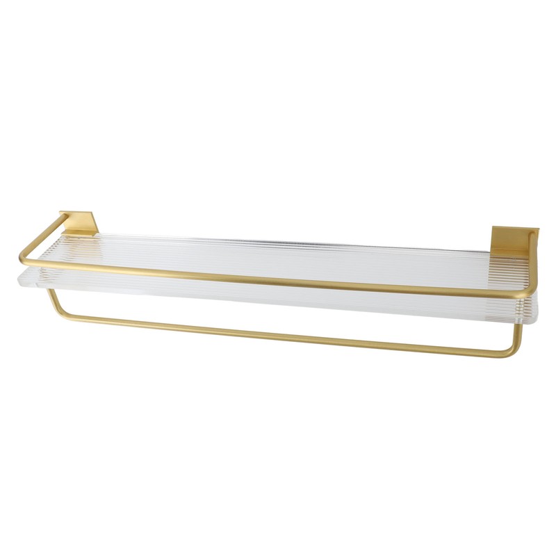 50cm Shower Caddy Wall Mount Shelf with Towel Hanger Acrylic