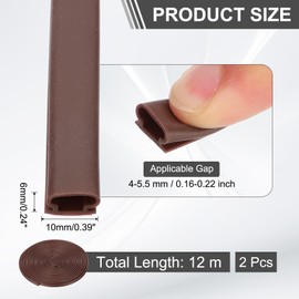 PATIKIL 39 Feet Rubber Weather Stripping Door Seal Strip, 2 Roll Self-Adhesive Door Insulation Weather Strip Soundproofing D Shape Seal for Frame Large Gap, Brown