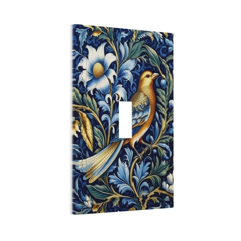 MUZUMU Bird with Blue Flower Light Switch Covers 1 Gang