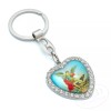 Archangel St Michael Keychain - Heart-Shaped Pendant with Inlaid Rhinestones